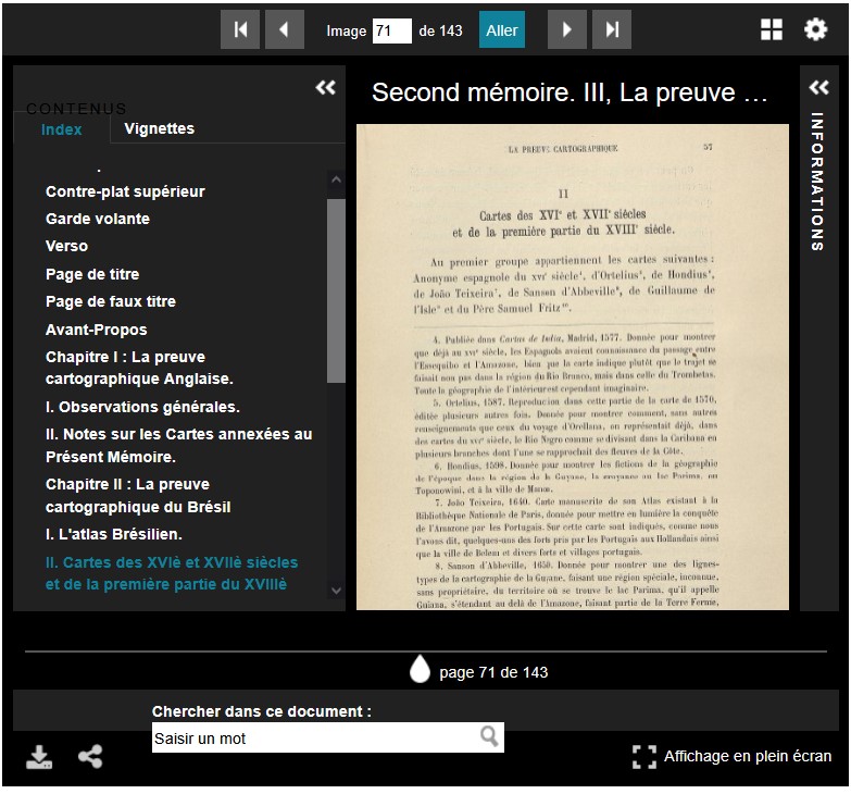 Table des matières non hiérarchisée dans Universal Viewer