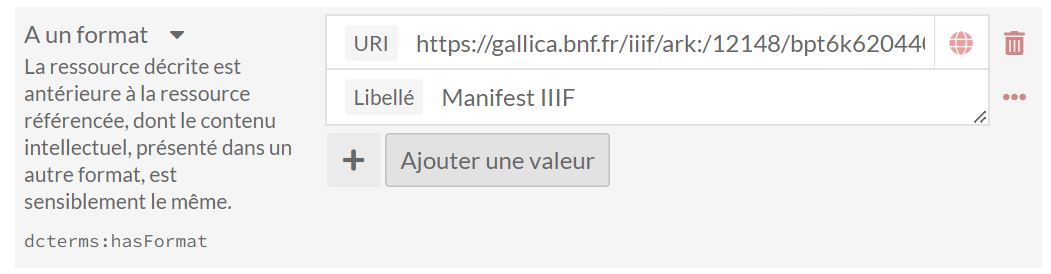 Exemple de champ rempli avec un manifeste tiers