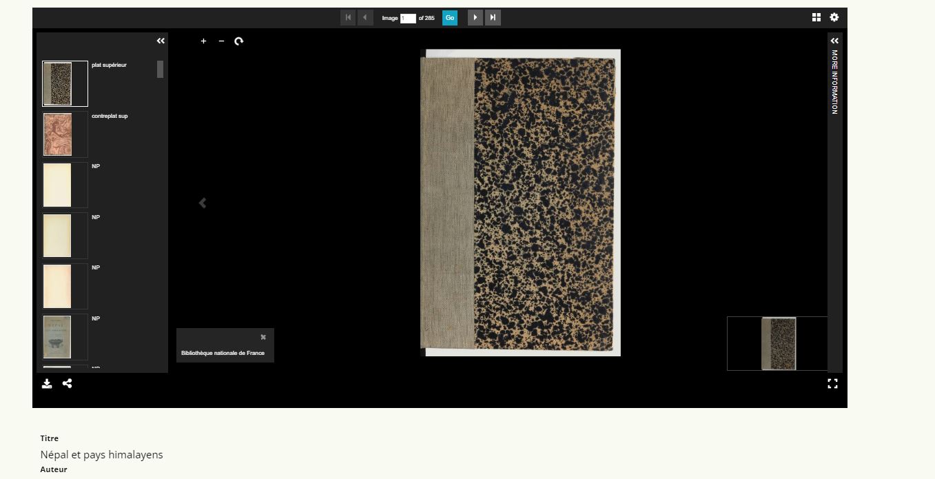 Deuxième exemple de visionneuse avec une source extérieure et les métadonnées en Dublin Core en dessous